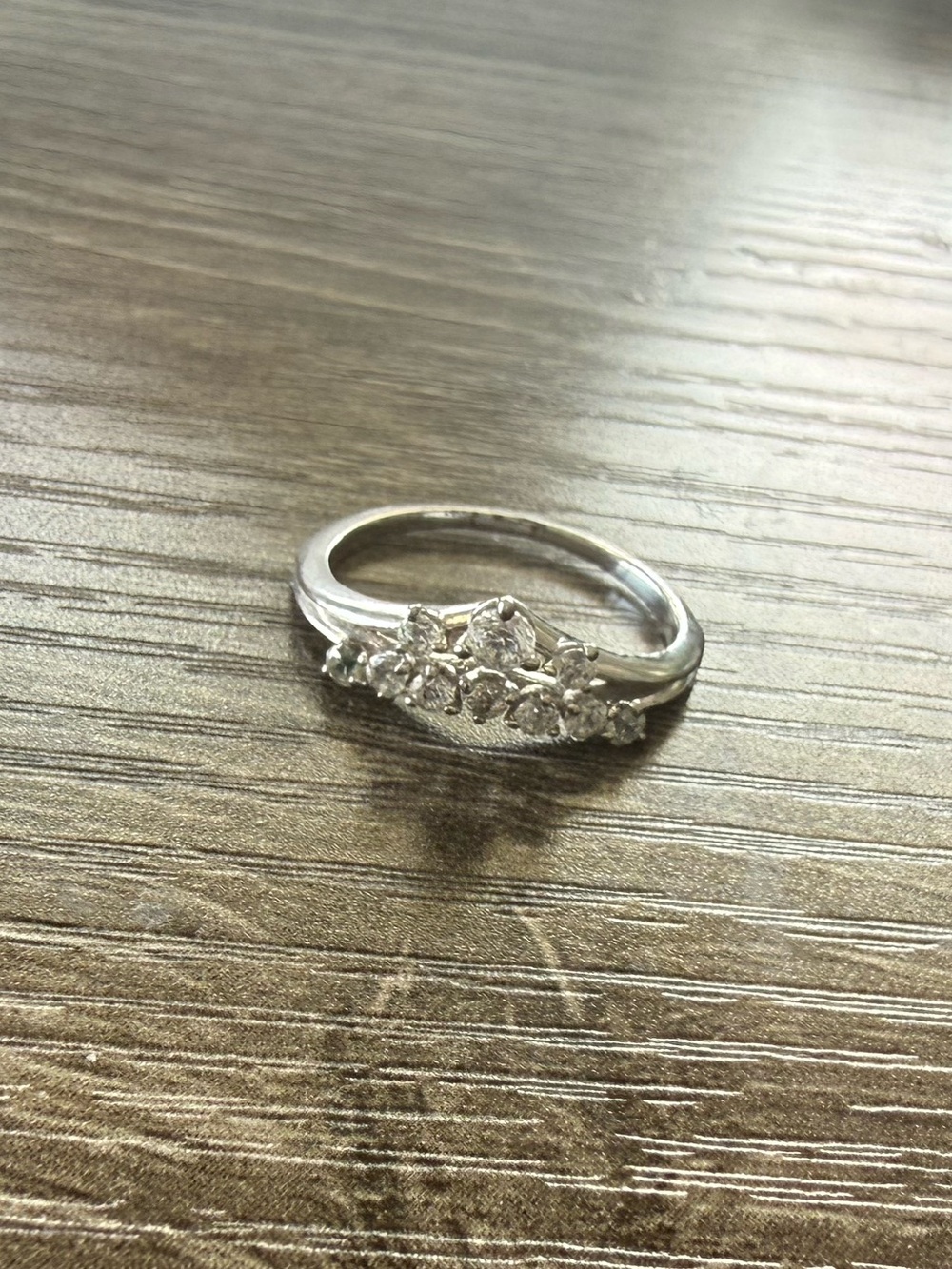 Delicate Silver Crystal Stacking Ring Size 7